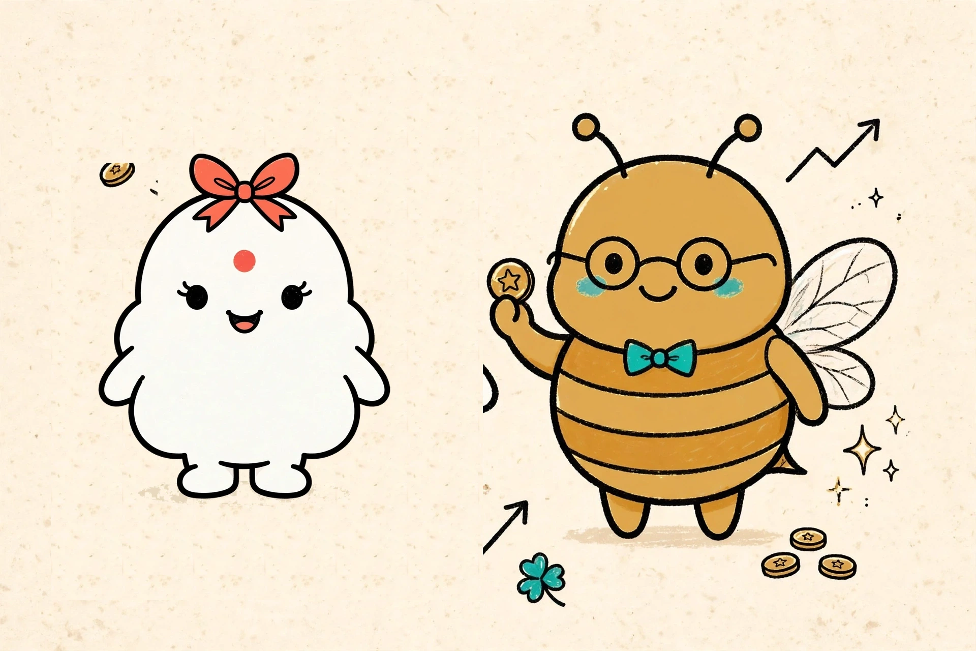 Dot and Wealthy, the DotWealthy mascots