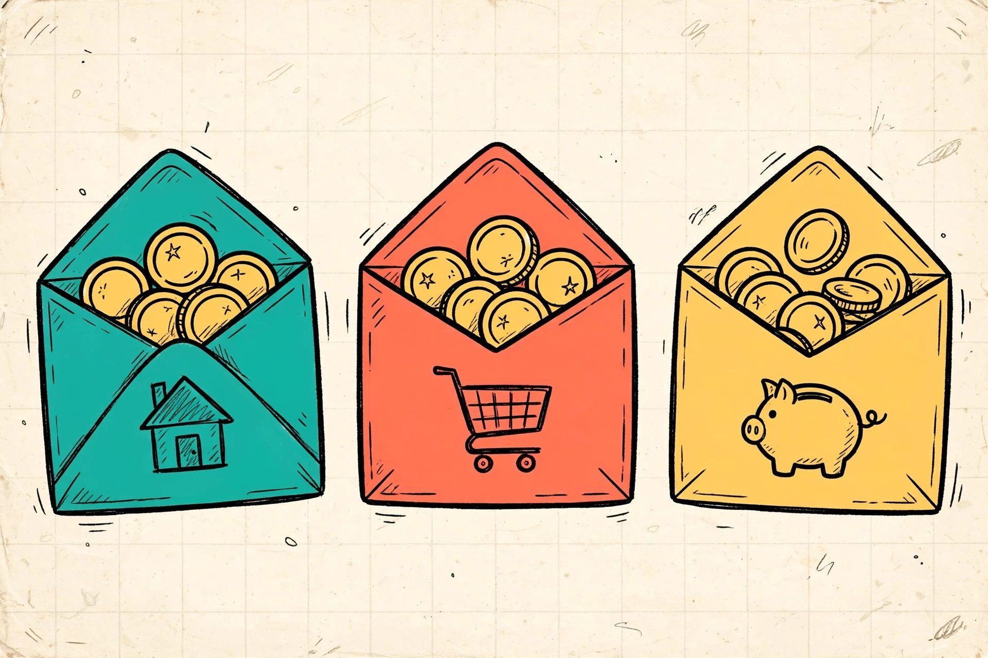 Cash envelopes doodle