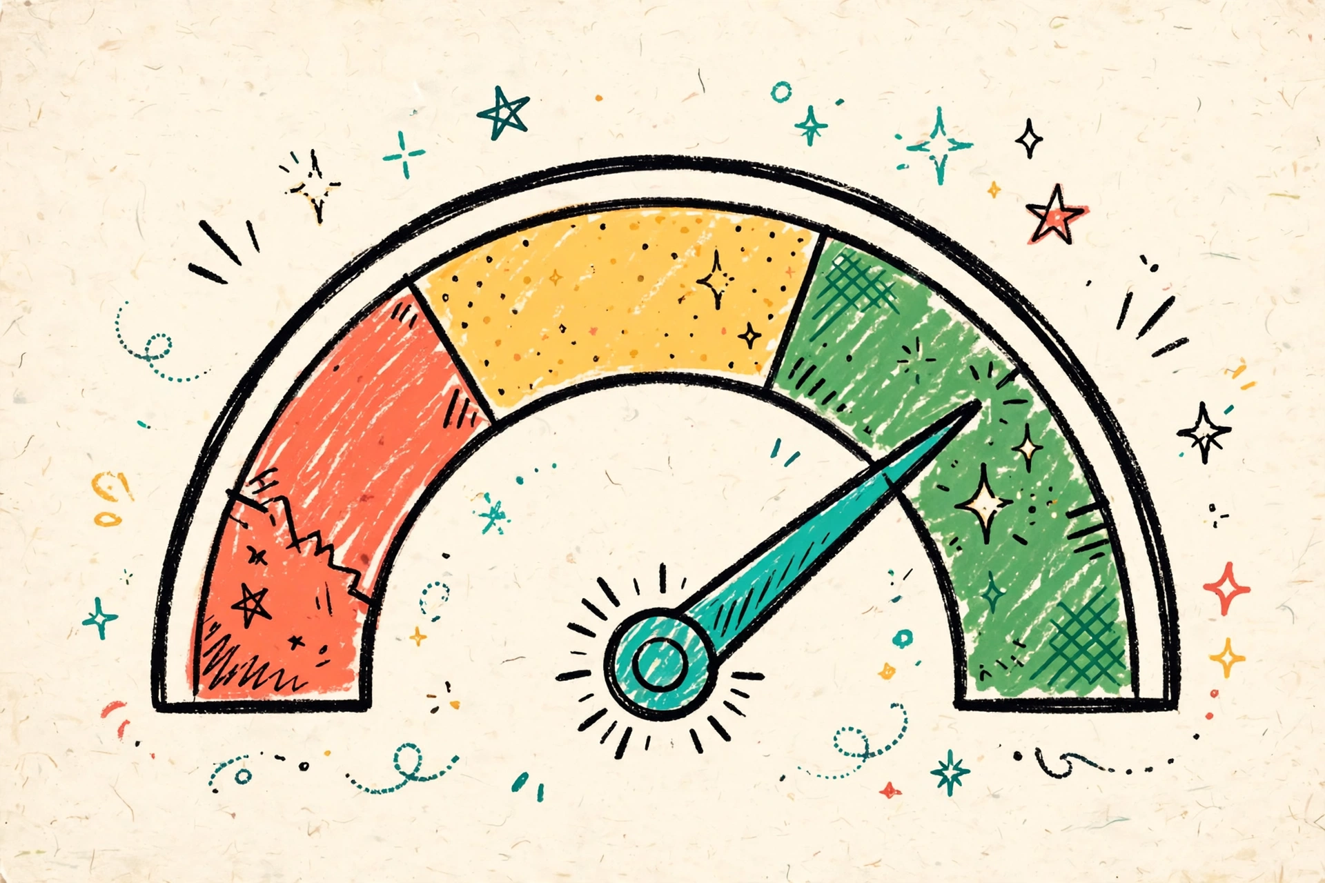 Credit score gauge meter doodle