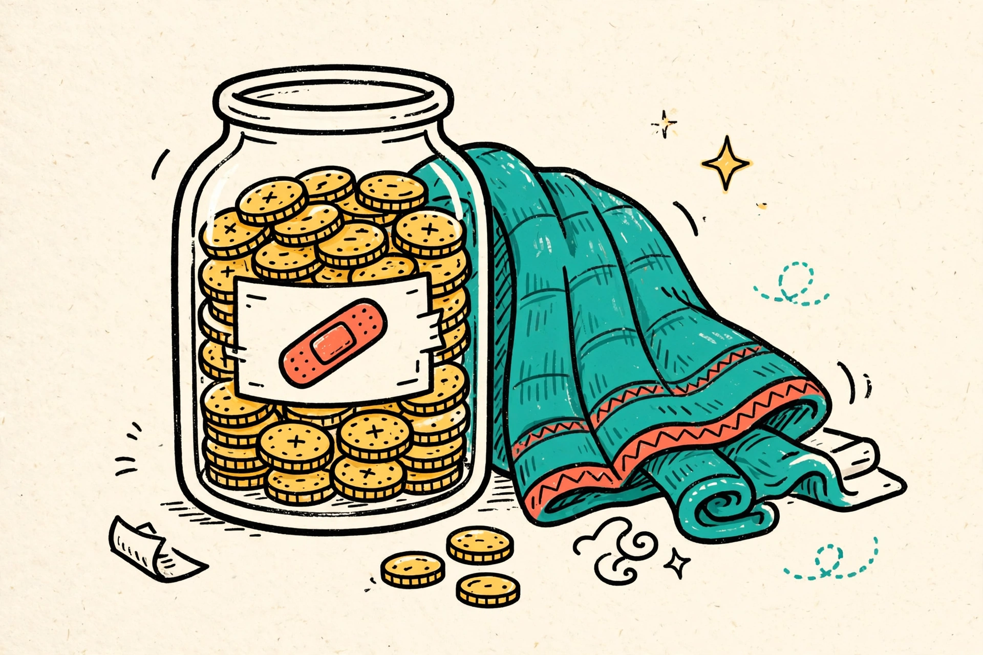 Emergency fund savings jar doodle