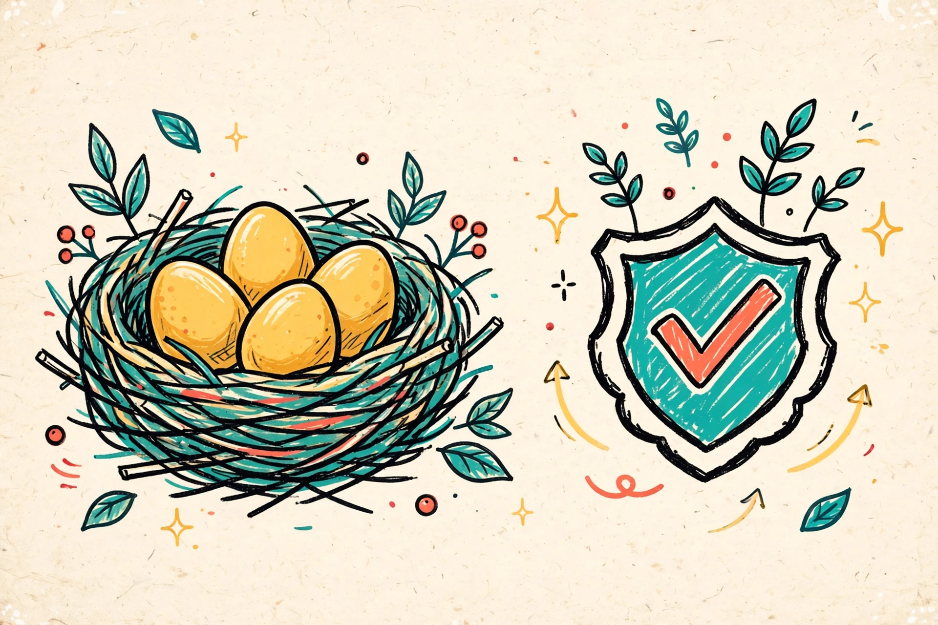 Nest with golden eggs doodle